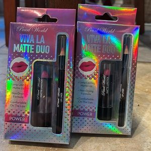 Pearl World 2 Set NEW Viva LA MATTE DUO Eye Liner & Lipstick Pink color